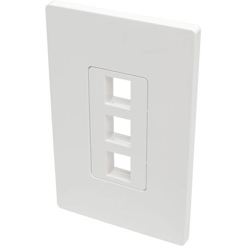 Tripp Lite 3-Port Single-Gang Universal Keystone Wallplate, White - 3 x Total Number of Socket(s) - 1-gang - White - Polycarbonate - TAA Compliant