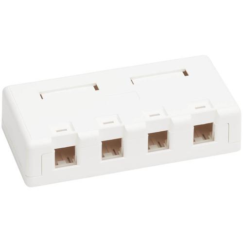 Tripp Lite Surface-Mount Box for Keystone Jacks - 4 Ports, White - 4 x Total Number of Socket(s) - White - Acrylonitrile Butadiene Styrene (ABS)