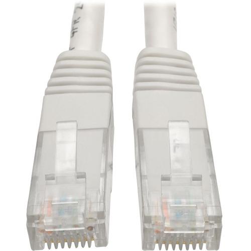 Tripp Lite Cat6 Gigabit Molded Patch Cable (RJ45 M/M), White, 10 ft - 10 ft Category 6 Network Cable for Network Device, Router, Modem, Blu-ray Player, Printer, Computer - First End: 1 x RJ-45 Male Network - Second End: 1 x RJ-45 Male Network - 1 Gbit/s