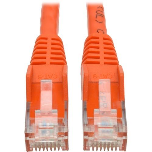 Tripp Lite Cat6 Gigabit Snagless Molded UTP Patch Cable (RJ45 M/M), Orange, 1 ft - 1 ft Category 6 Network Cable for Switch, Hub, Network Device, Router, Server, Modem, Network Adapter - First End: 1 x RJ-45 Male Network - Second End: 1 x RJ-45 Male Netw