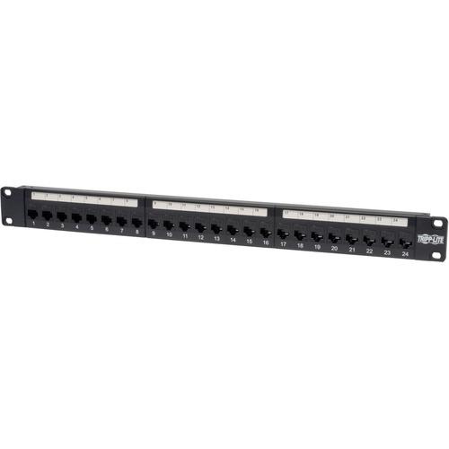 Tripp Lite 24-Port Cat6 Cat5 Patch Panel Feed Through Rackmount 568A/B RJ45 1URM TAA - 24 x RJ-45