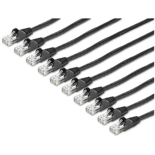 StarTech.com 15 ft. CAT6 Cable - 10 Pack - BlackCAT6 Patch Cable - Snagless RJ45 Connectors - Category 6 Cable - 24 AWG (N6PATCH15BK10PK) - CAT6 cable pack meets all Category 6 patch cable specifications - CAT 6 cable has 100% copper & foil-shielded twis