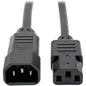 Tripp Lite 2ft Computer Power Cord Extension Cable C14 to C13 10A 18AWG 2' 5-pack 5pc - 125 V AC / 15 A - Black - 2 ft Cord Length - 5