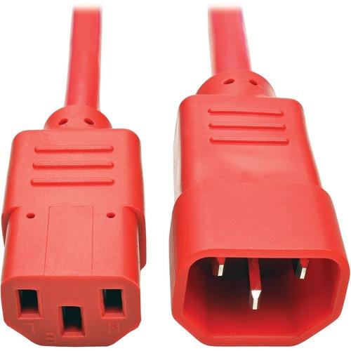 Tripp Lite Power Extension Cord - For Computer, Scanner, Printer, Monitor, Power Supply, Workstation - 230 V AC / 10 A - Red - 3 ft Cord Length