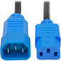 Tripp Lite 4ft Computer Power Cord Extension Cable C14 to C13 Blue 10A 18AWG 4' - For Computer, Monitor, Printer - 125 V AC / 10 A - Blue, Black - 4 ft Cord Length