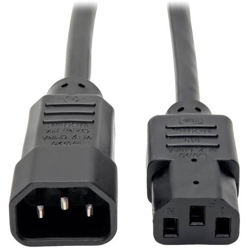 Tripp Lite 10ft Computer Power Cord Extension Cable C14 to C13 10A 18AWG 10' - For Computer - 250 V AC / 10 A - Black - 10 ft Cord Length