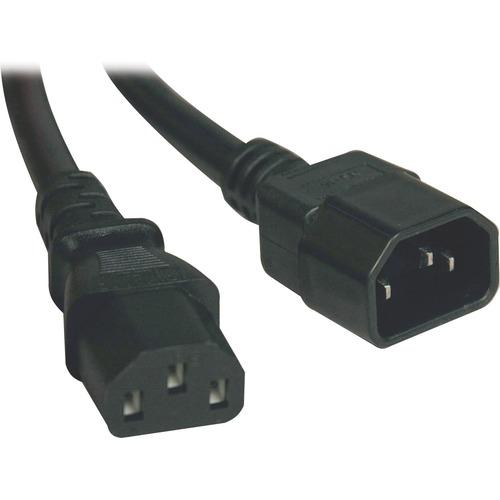 Tripp Lite 3ft Power Cord Extension Cable C14 to C13 Heavy Duty 15A 14AWG 3' - 14 Gauge - 250 V AC / 15 A - Black - 3 ft Cord Length