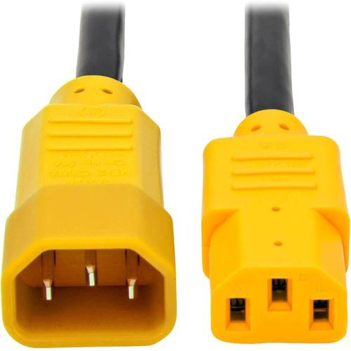 Tripp Lite 6ft Power Cord Extension Cable C14 to C13 Heavy Duty Yellow 15A 14AWG 6' - For Server, PDU, UPS - 250 V AC / 15 A - Black, Yellow - 6 ft Cord Length