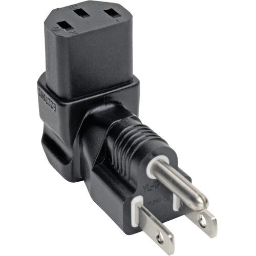 Tripp Lite Down-Angled NEMA 5-15P to C13 Power Cord Adapter - 10A, 125V, Black - 1 x NEMA 5-15P Plug - 1 x IEC 60320 C13 Receptacle - 125 V AC / 10 A - Black