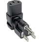 Tripp Lite Down-Angled NEMA 5-15P to C13 Power Cord Adapter - 10A, 125V, Black - 1 x NEMA 5-15P Plug - 1 x IEC 60320 C13 Receptacle - 125 V AC / 10 A - Black
