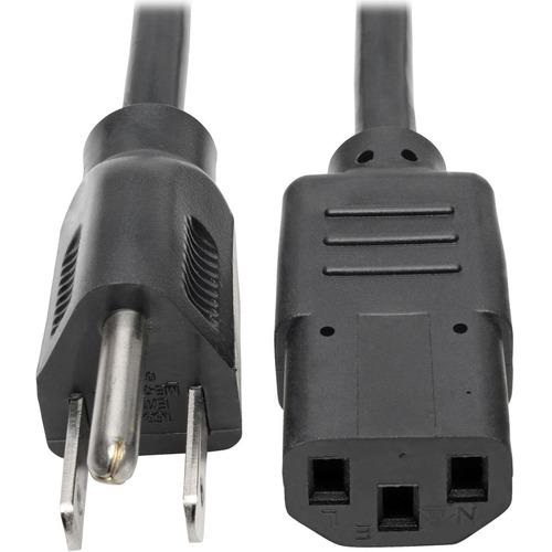 Tripp Lite 1ft Computer Power Cord Cable 5-15P to C13 10A 18AWG 1' - For Computer, Printer, Monitor - 18 Gauge - 125 V AC / 10 A - Black - 1 ft Cord Length