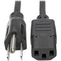 Tripp Lite 25ft Computer Power Cord Cable 5-15P to C13 10A 18AWG 25' - For Computer, Printer, Monitor - 18 Gauge - 125 V AC / 10 A - Black - 25 ft Cord Length