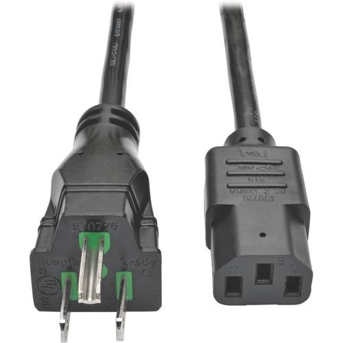 Tripp Lite 25ft Computer Power Cord Hospital Medical Cable 5-15P to C13 15A 14AWG 25' - For Computer, Scanner, Printer, Monitor - 120 V AC / 15 A - Black - 25 ft Cord Length