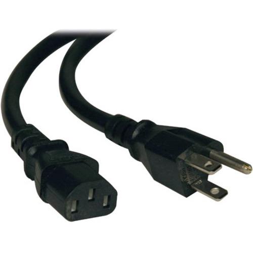 Tripp Lite 12ft Computer Power Cord Cable 5-15P to C13 Heavy Duty 15A 14AWG 12' - For Server - 14 Gauge - 125 V AC / 15 A - Black - 12 ft Cord Length