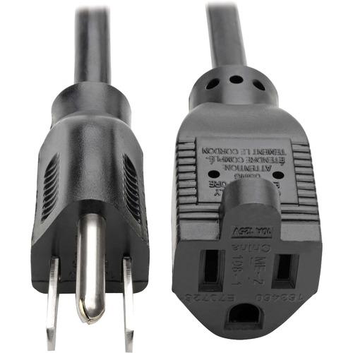 Tripp Lite 1ft Power Cord Extension Cable 5-15P to 5-15R 10A 18AWG 1' - 130V AC0.3m