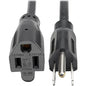 Tripp Lite 3ft Power Cord Extension Cable 5-15P to 5-15R 13A 16AWG 3' - 16 Gauge - 120 V AC / 13 A - Black - 3 ft Cord Length