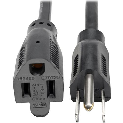 Tripp Lite Standard Power Extension Cord, 13A, 16 AWG (NEMA 5-15P to NEMA 5-15R), 15 ft. - 120 V AC / 13 A - Black - 15 ft Cord Length