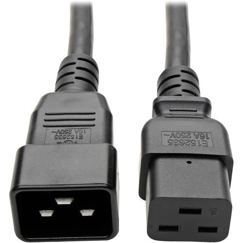 Tripp Lite 3ft Power Cord Extension Cable C19 to C20 Heavy Duty 15A 14AWG 3' - For Server, Router, Switch, PDU, UPS - 230 V AC / 15 A - Black - 3 ft Cord Length