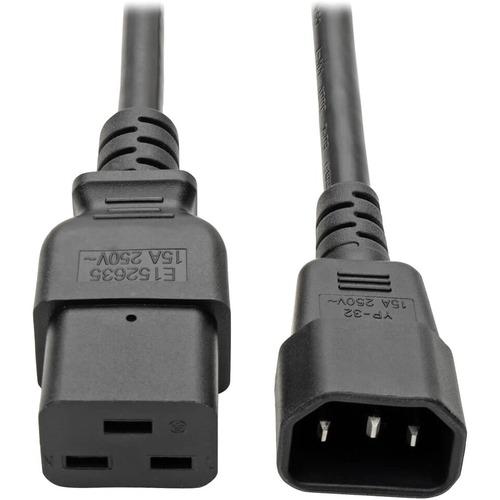 Tripp Lite 4ft Power Cord Extension Cable C19 to C14 Heavy Duty 15A 14AWG 4' - 250 V AC / 15 A - Black - 4 ft Cord Length