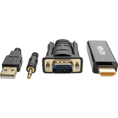 Tripp Lite P116-006-HDMI-A VGA + Audio to HDMI Adapter Cable (M/M), 6 ft. - 6 ft HDMI/Mini-phone/USB/VGA A/V Cable for Audio/Video Device, TV, Monitor, Home Theater System, Projector - First End: 1 x HDMI Male Digital Audio/Video - Second End: 1 x HD-15