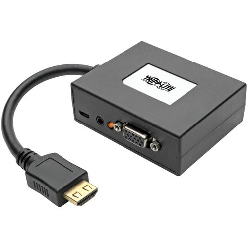 Tripp Lite 2-Port HDMI to VGA + Audio Adapter / Splitter, 1920 x 1080 (1080p), TAA - 1920 x 1440 - Audio Line In - Audio Line Out - 1 x HDMI In - VGA Out - TAA Compliant
