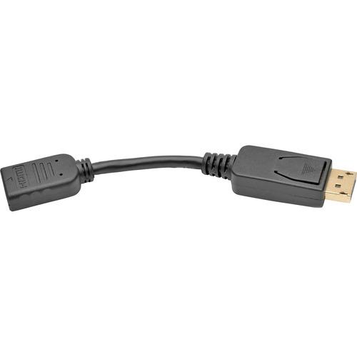 Tripp Lite 6in DisplayPort to HDMI Adapter Converter DP to HDMI M/F 6" - 6" A/V Cable - First End: 1 x 19-pin Type A Female HDMI - Second End: 1 x 20-pin Male DisplayPort - Black - 1 Each