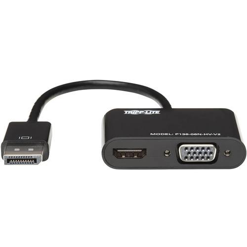 Tripp Lite DisplayPort to HDMI VGA Adapter Converter 4K x 2K DP to HDMI VGA DPort 1.2 - 6" DisplayPort/HDMI/VGA A/V Cable for Notebook, Projector, Monitor, Tablet, TV - First End: 1 x DisplayPort Male Digital Audio/Video - Second End: 1 x HDMI Female Dig