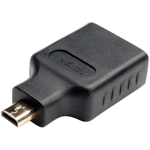 Tripp Lite HDMI to HDMI Adpater Converter HDMI to Micro HDMI 1080p F/M - 1 x HDMI (Micro Type D) Male Digital Audio/Video - 1 x HDMI Female Digital Audio/Video - 1920 x 1080 Supported - Gold Connector - Black