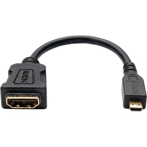Tripp Lite 6in Micro HDMI to HDMI Adapter Converter HDMI Male Type D to HDMI Female M/F 6" - 6" HDMI/Micro HDMI A/V Cable for Audio/Video Device, TV, Tablet PC, Cellular Phone, Smartphone - First End: 1 x HDMI (Micro Type D) Male Digital Audio/Video - Se