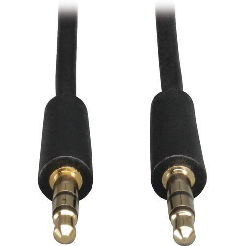 Tripp Lite 12ft Mini Stereo Audio Dubbing Cable 3.5mm Connectors M/M 12' - 12 ft Mini-phone Audio Cable for iPod, iPhone, MP3 Player, Microphone, Speaker, Headphone - First End: 1 x 3.5mm Male Stereo Audio - Second End: 1 x 3.5mm Male Stereo Audio - Gold