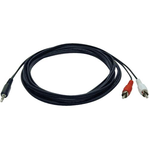 Tripp Lite 12ft Mini Stereo to 2 RCA Audio Y Splitter Adapter Cable 3.5mm M/M 12' - RCA Male Audio, Mini-phone Male Audio - 3.66m