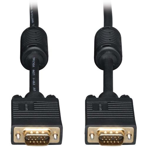 Tripp Lite 10ft VGA Coax Monitor Cable with RGB High Resolution HD15 M/M 10' - 10 ft Coaxial Video Cable - First End: 1 x 15-pin HD-15 Male VGA - Second End: 1 x 15-pin HD-15 Male VGA - Shielding - Gold Plated Contact - Black