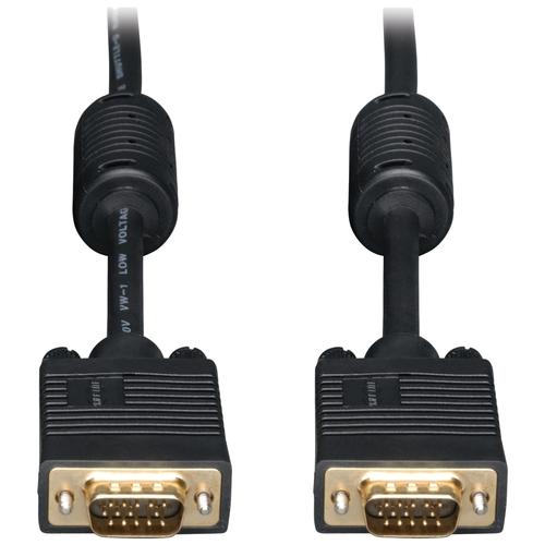 Tripp Lite 35ft VGA Coax Monitor Cable with RGB High Resolution HD15 M/M 35' - 35 ft VGA Video Cable for Video Device, Monitor - First End: 1 x HD-15 Male VGA - Second End: 1 x HD-15 Male VGA - Shielding - Gold Plated Connector - Gold Plated Contact - Bl