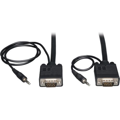 Tripp Lite 10ft SVGA / VGA Coax Monitor Cable with Audio and RGB High Resolution HD15 3.5mm M/M 10' - 10 ft Audio Cable - Black