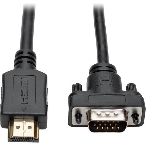 Tripp Lite P566-010-VGA HDMI to VGA Active Converter Cable, 10 ft. - 10 ft HDMI/VGA Video Cable for Video Device, Monitor, Projector, TV, Blu-ray Player - First End: 1 x HDMI Male Digital Audio/Video - Second End: 1 x HD-15 Male VGA - Supports up to 1920