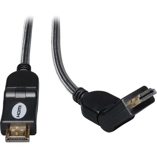 Tripp Lite 3ft High Speed HDMI Cable Digital Video with Audio Swivel Connectors 4K x 2K M/M 3' - 3 ft HDMI A/V Cable - First End: 1 x HDMI Male - Second End: 1 x HDMI Male - 18 Gbit/s - Shielding