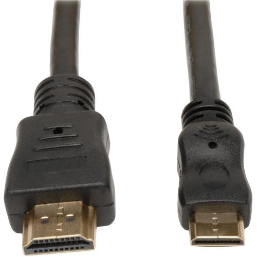 Tripp Lite 10-ft High Speed with Ethernet HDMI to Mini HDMI Cable - 10 ft HDMI A/V Cable for Audio/Video Device, Digital Camera, TV, Camcorder - First End: 1 x Mini HDMI Male Digital Audio/Video - Second End: 1 x HDMI Male Digital Audio/Video - Supports