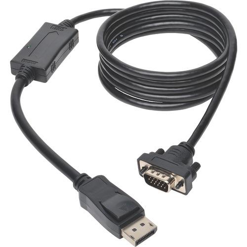 Tripp Lite P581-006-VGA-V2 DisplayPort 1.2 to VGA Active Adapter Cable, 6 ft. - 6 ft DisplayPort/VGA Video Cable for Video Device, Monitor, Projector, TV, Graphics Card - First End: 1 x DisplayPort Male Digital Video - Second End: 1 x HD-15 Male VGA - Su