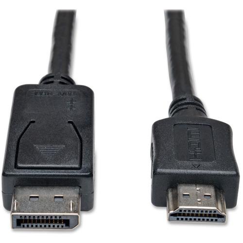 Tripp Lite DisplayPort to HD Cable Adapter - 3 ft DisplayPort/HDMI A/V Cable for Monitor, TV, Audio/Video Device - First End: 1 x DisplayPort Male Digital Audio/Video - Second End: 1 x HDMI Male Digital Audio/Video - Supports up to 1920 x 1080 - Black -