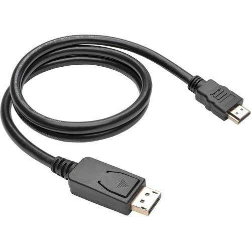 Tripp Lite P582-003-V2 DisplayPort 1.2 to HDMI Adapter Cable, 3 ft. - 3 ft DisplayPort/HDMI A/V Cable for Audio/Video Device, Monitor, Projector, TV, Graphics Card - First End: 1 x DisplayPort Male Digital Audio/Video - Second End: 1 x HDMI Male Digital