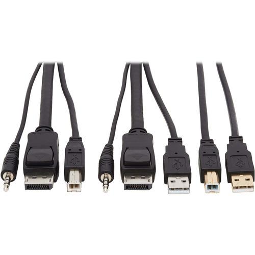 Tripp Lite KVM Cable - 6 ft KVM Cable for KVM Switch, Computer - First End: 1 x Mini-phone Male Audio, First End: 1 x DisplayPort Male Digital Audio/Video, First End: 1 x Type A Male USB - Second End: 1 x Mini-phone Male Audio, Second End: 1 x DisplayPor