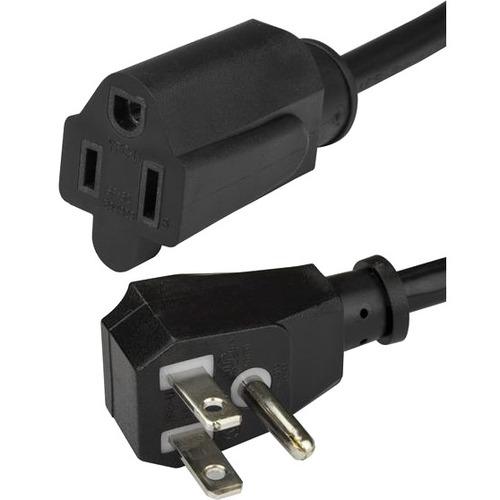 StarTech.com 1.5 ft 18in Power Extension Cord - Flat Extension Cord - Flat NEMA 5-15P to NEMA 5-15R - Low Profile Extension Cord - NEMA Power Cord - 120 V AC - Black - 1.5 ft Cord Length - North America - 1