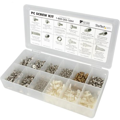 StarTech.com Deluxe Assortment PC Screw Kit - Screw Nuts and Standoffs - Assortment Of 12 Common PC Case Screws - Screw kit - Top-loading - Plastic