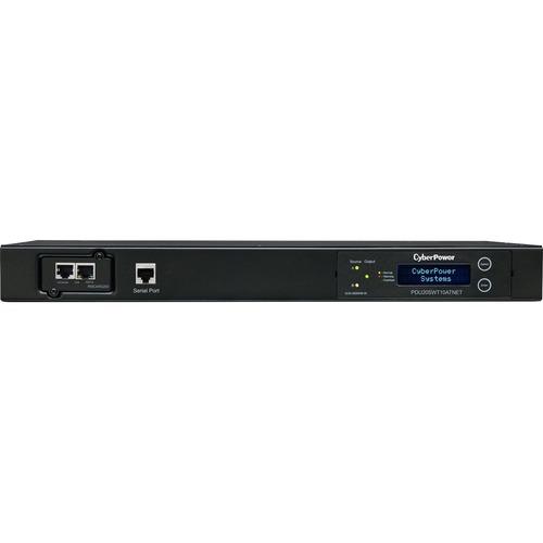 Cyber Power CyberPower PDU20SWT10ATNET Switched ATS PDU 120V 20A 1U 10-Outlets (2) L5-20P - Switched - NEMA L5-20P - 10 x NEMA 5-20R - 120 V AC - 1U - Rack-mountable