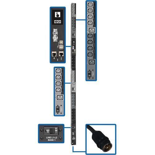 Tripp Lite PDU3EVSR6H50 30-Outlet PDU - Switched - Hubbell CS8365C - 6 x IEC 60320 C19, 24 x IEC 60320 C13 - 230 V AC - 0U - Vertical - Rack-mountable - TAA Compliant