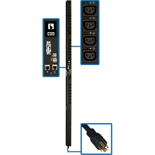 Tripp Lite PDU3EVSR6L1520 30-Outlets PDU - Switched - NEMA L15-20P - 24 x IEC 60320 C13, 6 x IEC 60320 C19 - 230 V AC - Network (RJ-45) - 0U - Vertical - Rack-mountable - TAA Compliant