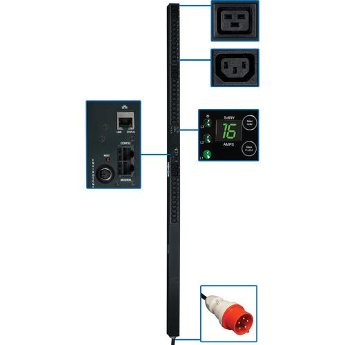 Tripp Lite Monitored PDU3XVN10G16 36-Outlets 11kVA PDU - Monitored - 6 x IEC 60320 C19, 30 x IEC 60320 C13 - 11 kW - Vertical - Rack-mountable