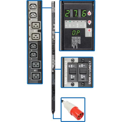 Tripp Lite Switched PDU3XVSR6G63A 24-Outlets PDU - Switched - 12 x IEC 60320 C13, 12 x IEC 60320 C19 - 27.60 kW - 0U - Vertical - Rack-mountable