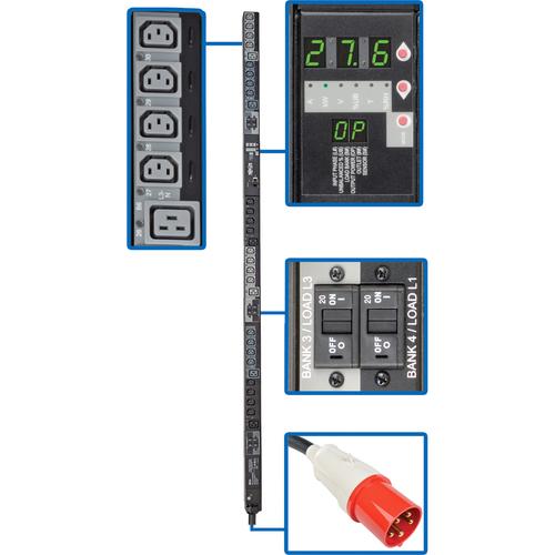 Tripp Lite Switched PDU3XVSR6G63B 30-Outlets PDU - Switched - 24 x IEC 60320 C13, 6 x IEC 60320 C19 - 27.60 kW - 0U - Vertical - Rack-mountable