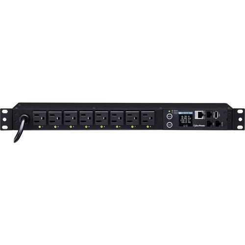 Cyber Power CyberPower PDU81001 8-Outlet PDU - NEMA 5-15P - 8 x NEMA 5-15R - 120 V AC - Network (RJ-45) - 1U - Rack-mountable